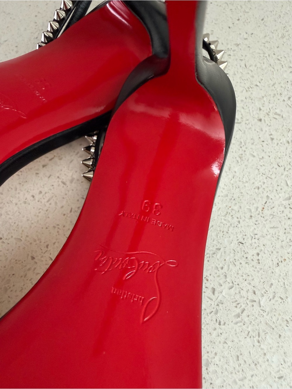 Christian Louboutin So Me Studded Black Leather Sandals Size EU 39 US 9 - Picture 8 of 8
